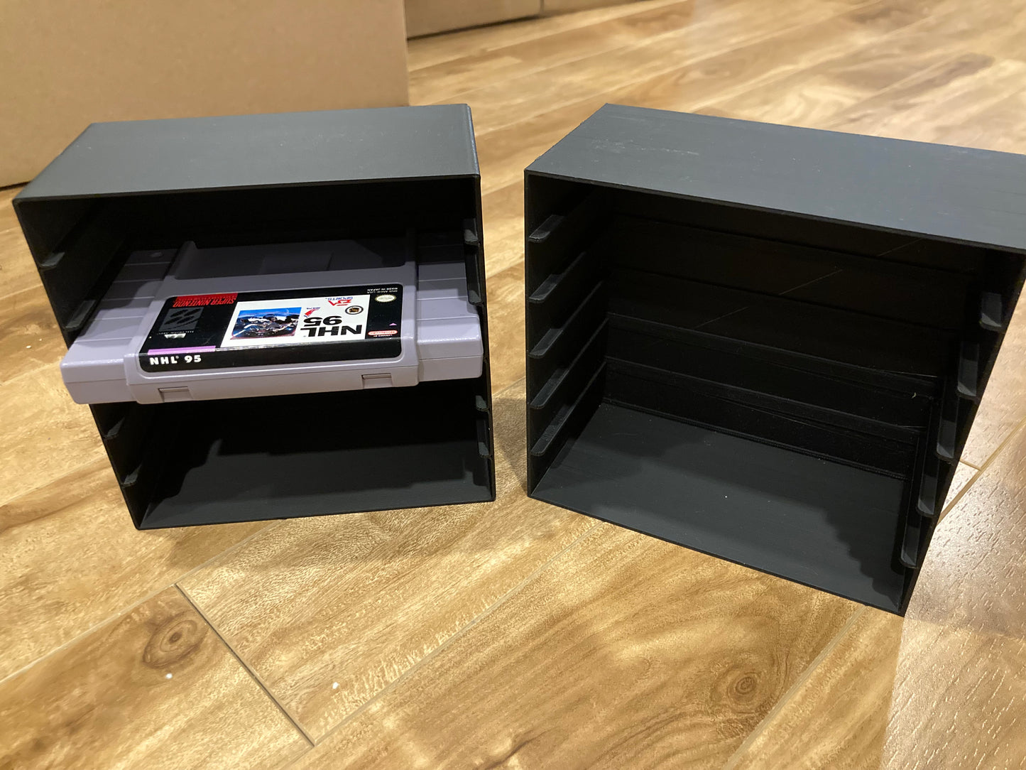 Set of 2 SNES rack displays - Hold 6 games each- Black color - Perfect condition