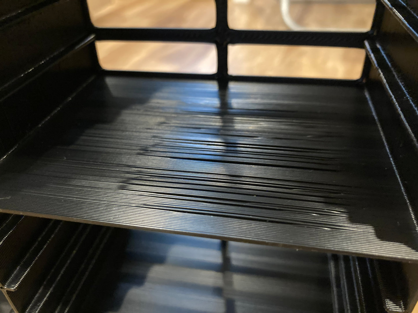 NES rack display - Holds 30 games NOT SLEEVED - Black color - Open back - One misprinted divider