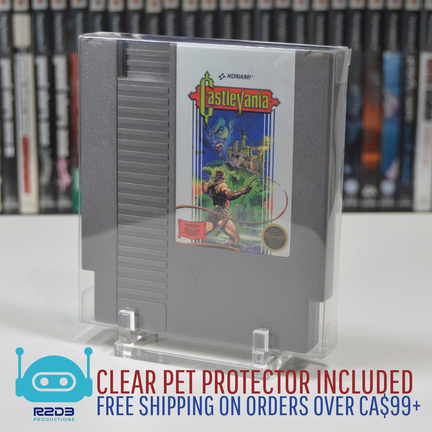 Support en acrylique pour jeu de Nintendo NES avec protecteur PET inclus