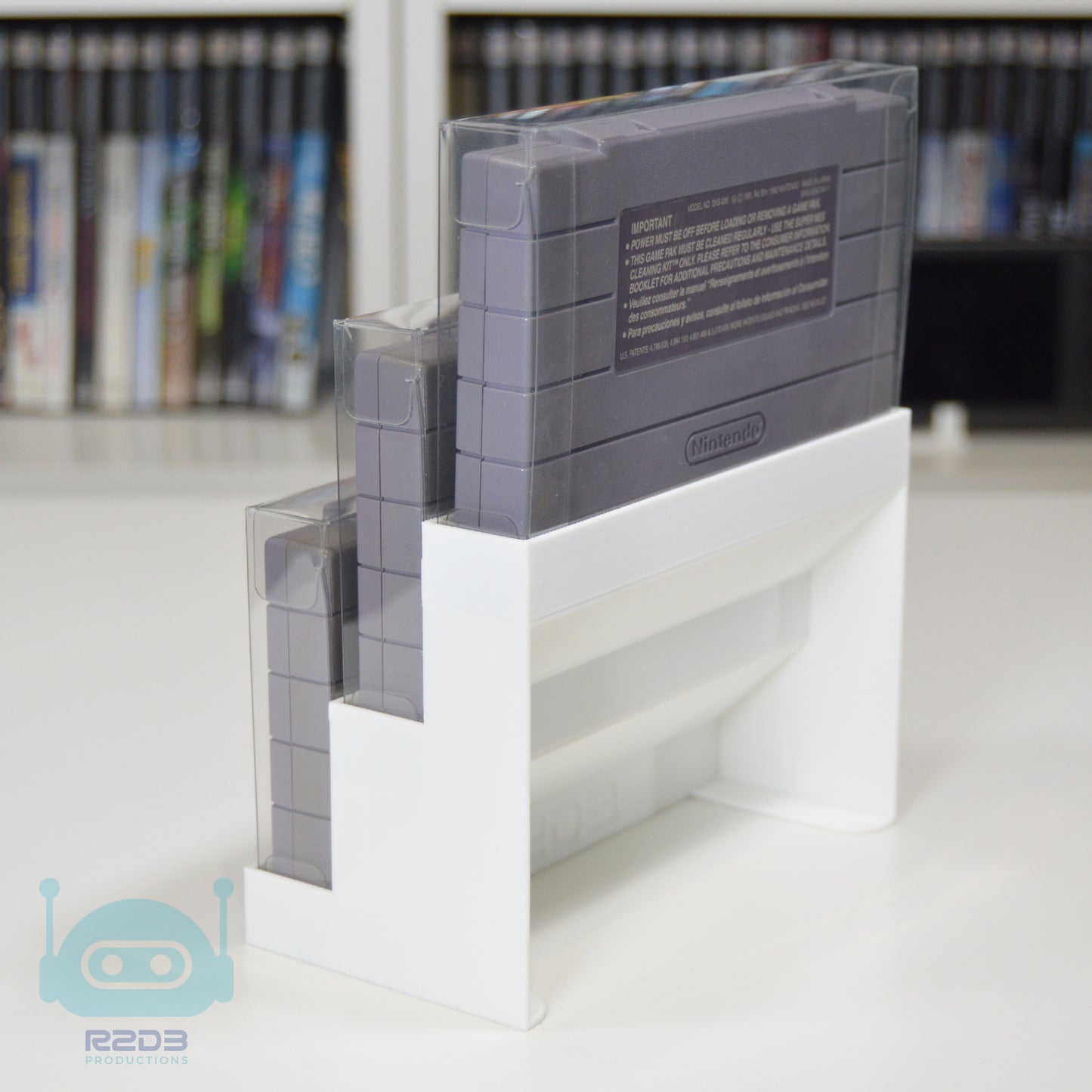 R2D3 Super Nintendo SNES Game Display with PET Game Protectors Included (1 to 16 Cartridges)