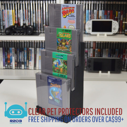 R2D3 Nintendo NES Game Display with PET Game Protectors Included (1 to 10 Cartridges)