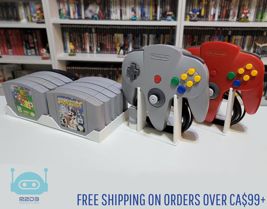 R2D3 Combo Set of 1 Nintendo 64 Game Flat Display & 2 Controller stands (1 to 26 Cartridges)