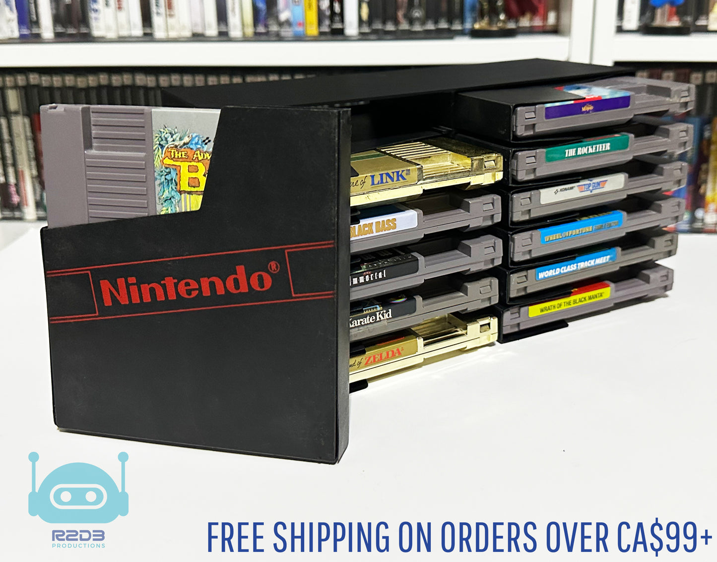 Présentoir R2D3 pour jeux Nintendo Entertainment System NES dans leur PROTECTEUR (1 à 24 cartouches)