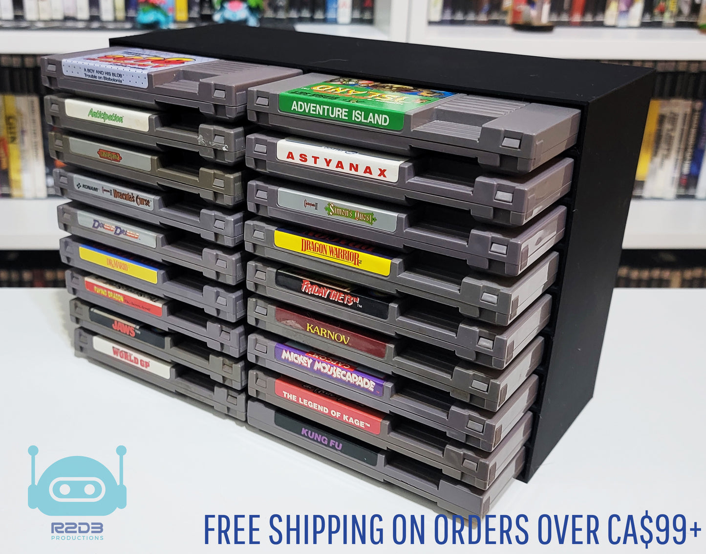 R2D3 Rack Display for Nintendo Entertainment System NES Games (Games NOT SLEEVED - 1 to 30 Cartridges)