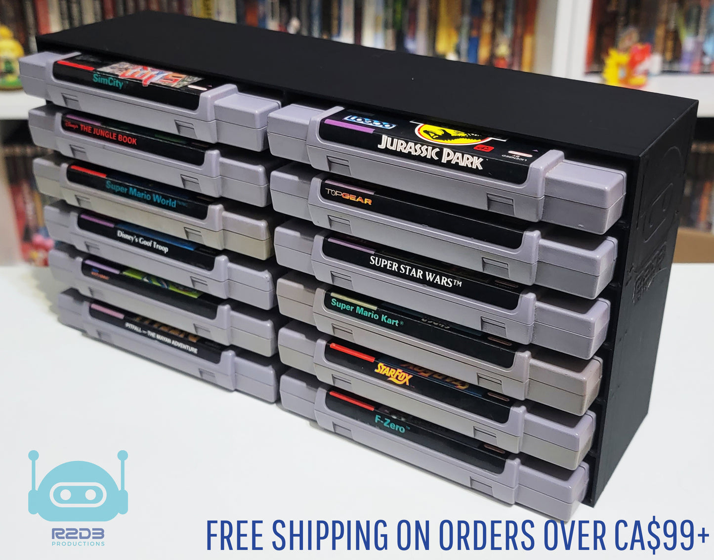 R2D3 Rack Display for Super Nintendo Entertainment System SNES games (Games NOT SLEEVED - 1 to 24 Cartridges)