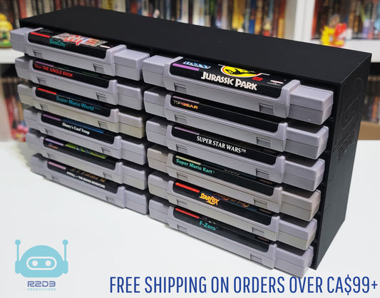 R2D3 Rack Display for Super Nintendo Entertainment System SNES games (Games NOT SLEEVED - 1 to 24 Cartridges)