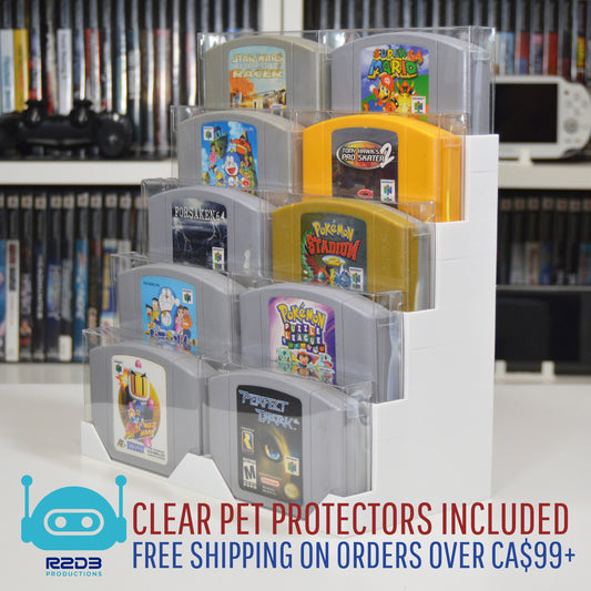 R2D3 Nintendo 64 N64 Game Display with PET Game Protectors Included (1 to 16 Cartridges)