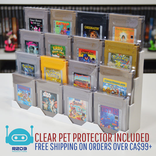 Présentoir pour jeux Game Boy Original et Game Boy Color avec protecteurs de jeu en PET inclus pour GB et GBC (1 à 32 cartouches)