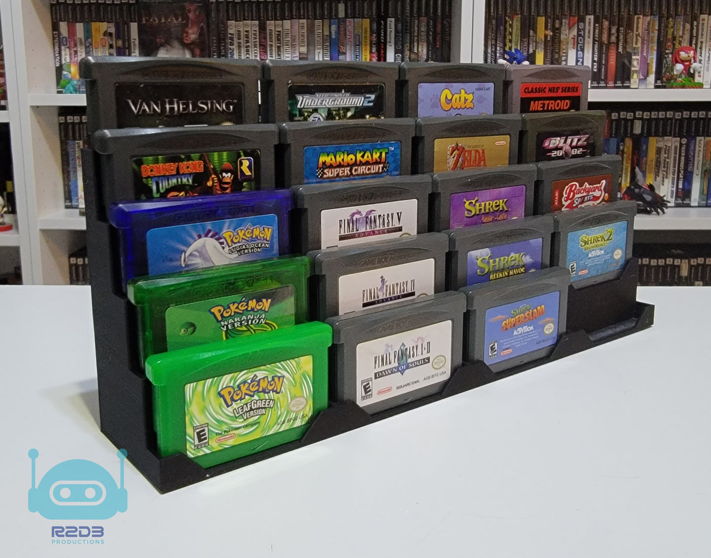 R2D3 Combo Set of 1 Game Boy Advance SP Game Display & 1 Console Display (1 to 72 Cartridges)