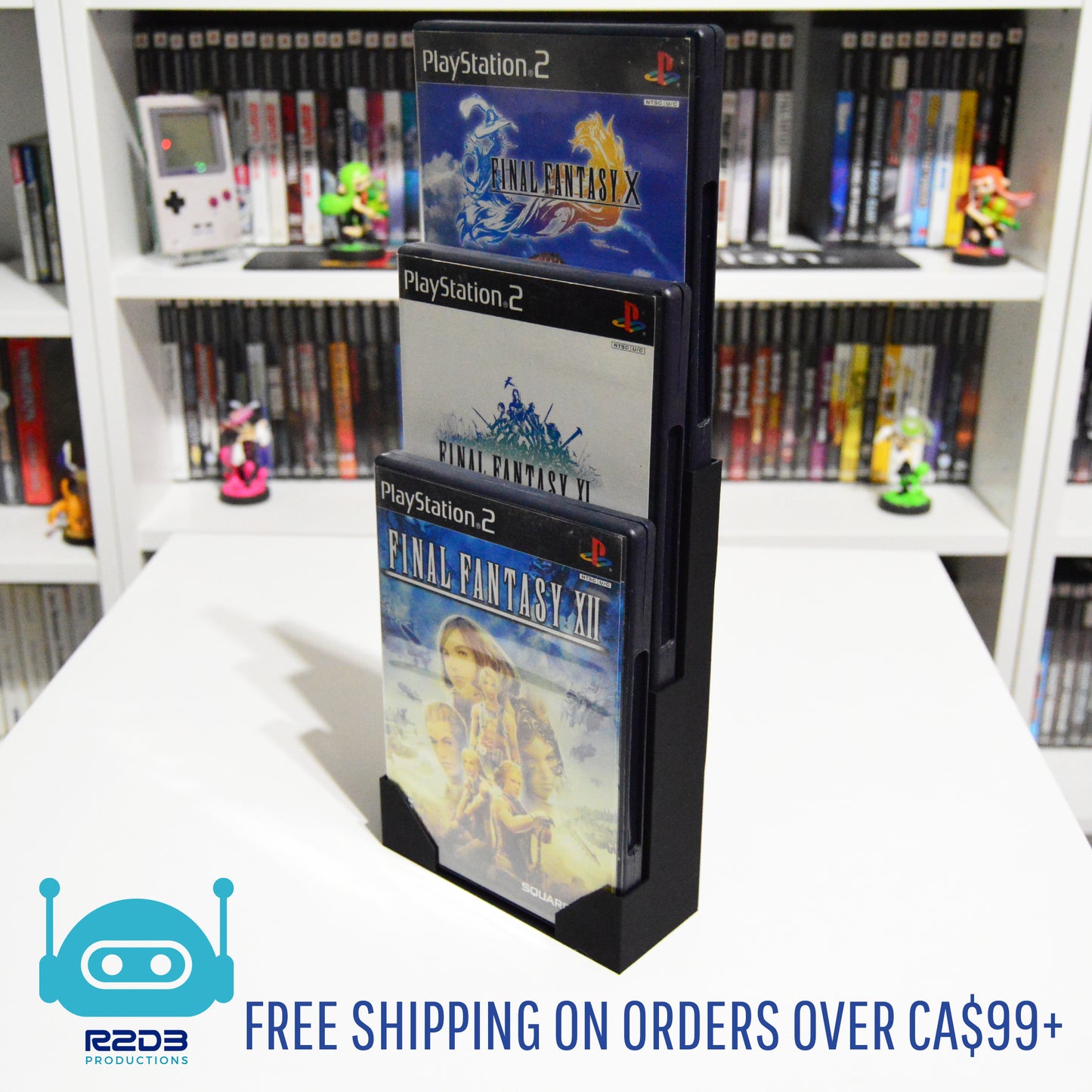 Présentoir pour DVD standard, PS2, PS3, PS4, Gamecube, Wii, Xbox, etc. (1 à 8 boîtiers)
