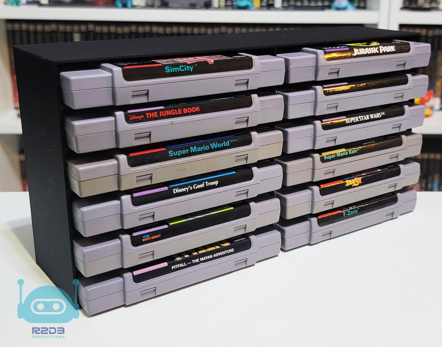 R2D3 Rack Display for Super Nintendo Entertainment System SNES games (Games NOT SLEEVED - 1 to 24 Cartridges)