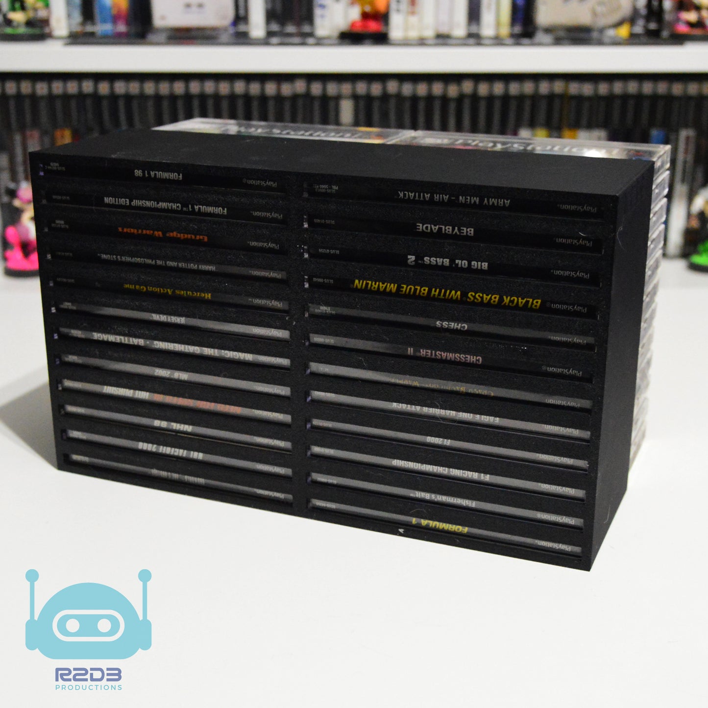 Présentoir rack pour boîtiers CD standard, PS1, Dreamcast, TurboGrafx et PC Engine - (Jusqu'à 40 boîtiers) (Ne convient pas aux jeux PAL)