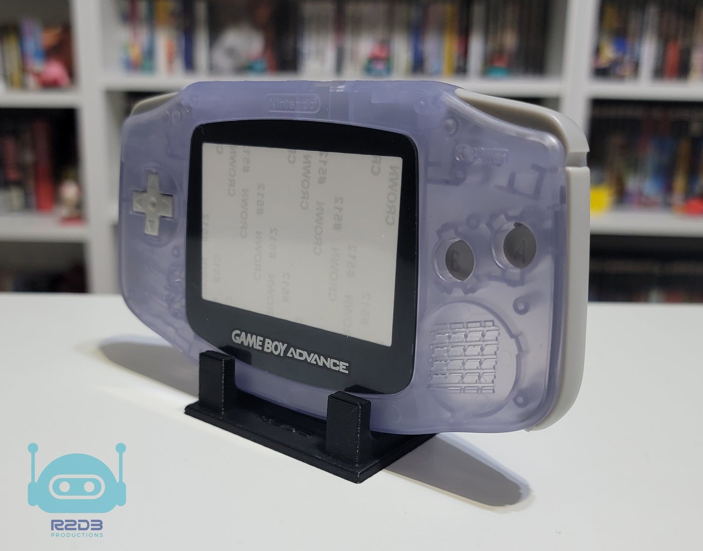 Ensemble R2D3 comprenant 1 présentoir pour jeux de Game Boy Advance et 1 support de console (1 à 72 cartouches)